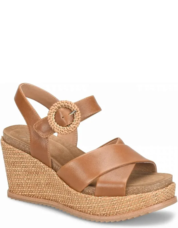 Dorathy Leather Raffia Wedge Sandals