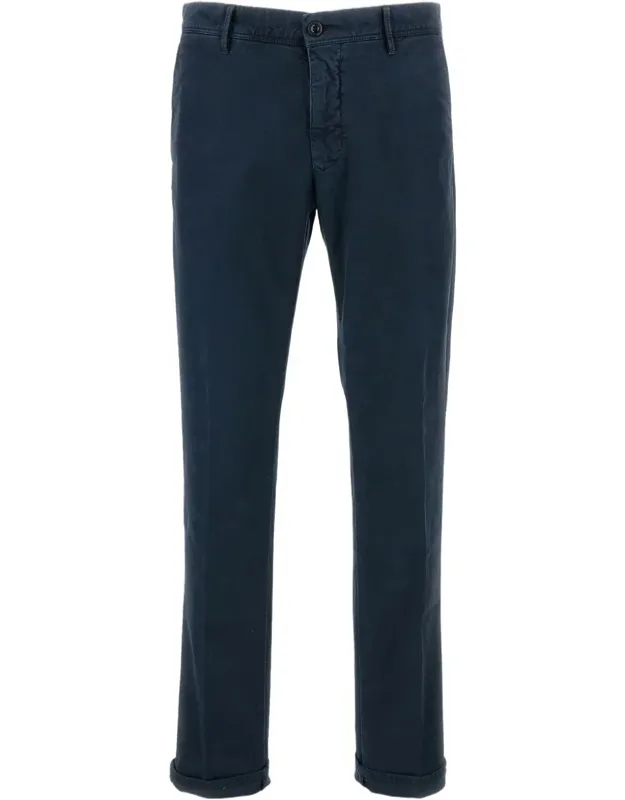 Stretch Cotton Slim-cut Straight-leg Pants