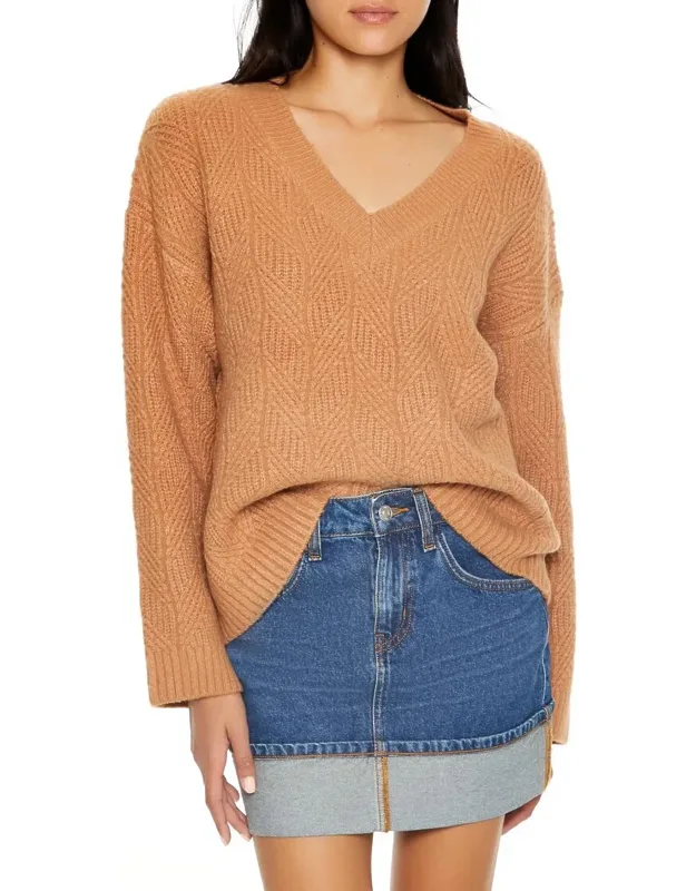 Geo V-neck Drop-sleeve Sweater