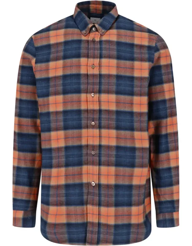 Plaid Cuffed Button-down Shirt