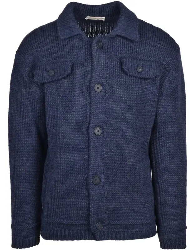 Buttoned Cardigan With Chunky Knit Texture And Flap Pockets