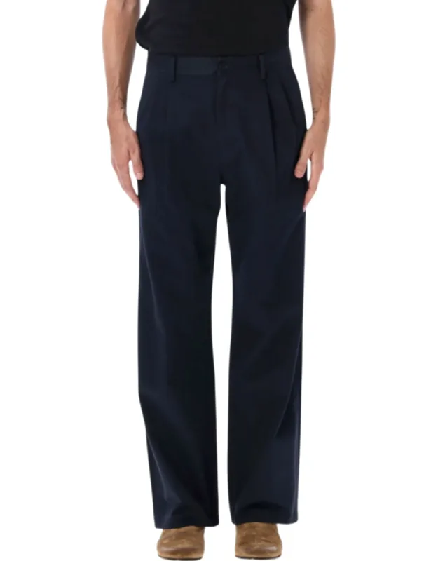 Pleated Wide-leg Chino Pants