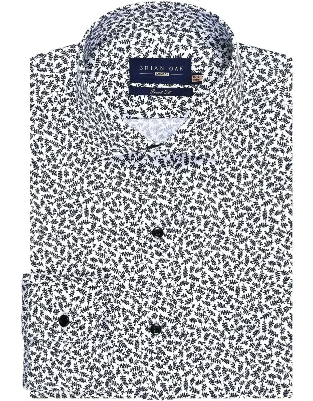 Formal Shirt With Monochrome Leaf Print