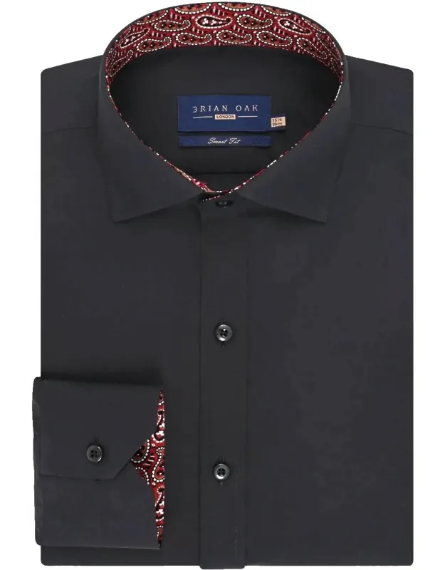 Cotton Twill Formal Shirt With Paisley Trim