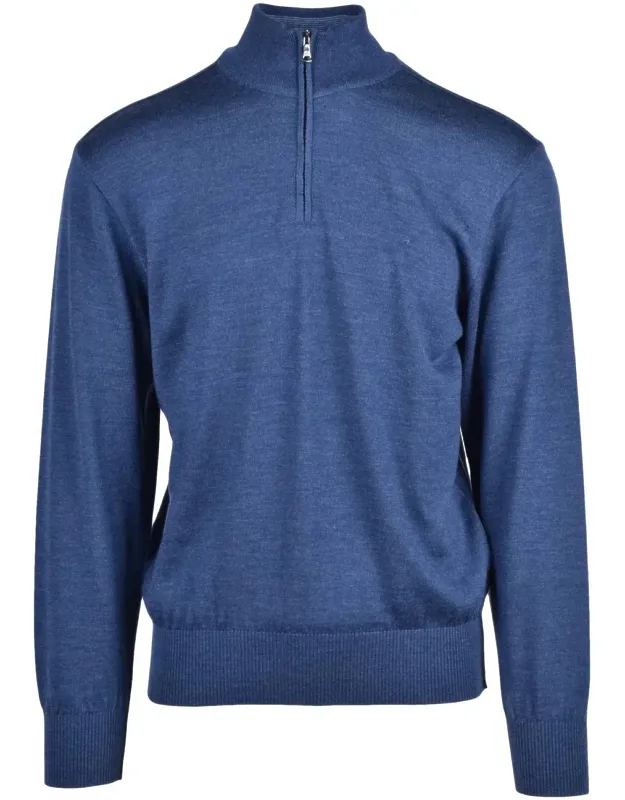 Wool-blend Mock Neck Zip Sweater