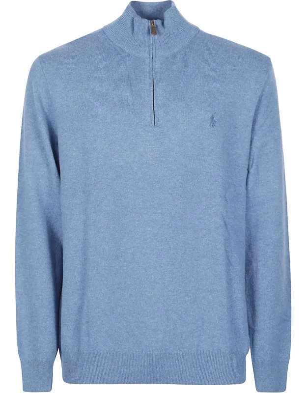Half-zip Embroidered Logo Wool Sweater