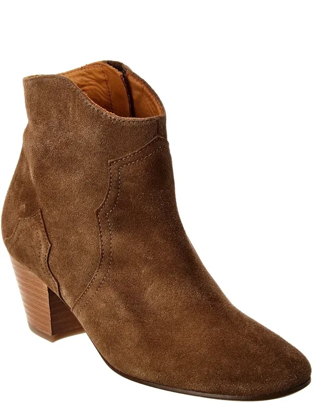 Dicker Suede Bootie With Inner Side Zip-up Closure And Lightly Padded Leather Insole