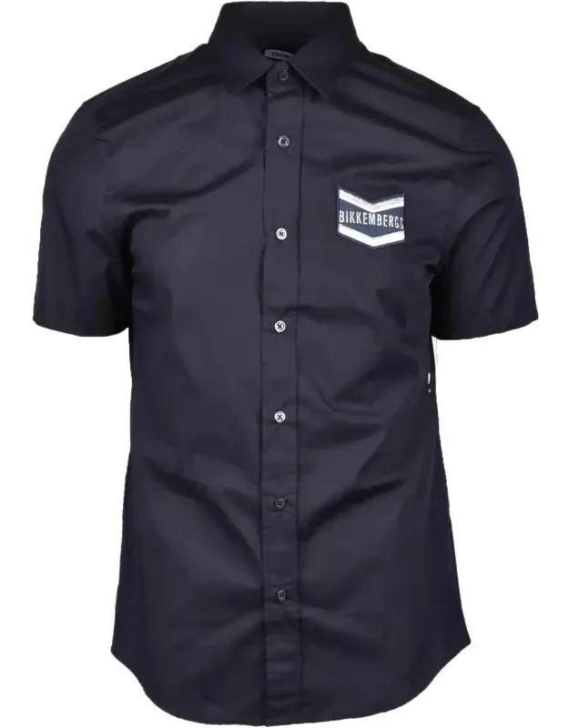 Fitted Short-sleeve Stretch Cotton Shirt