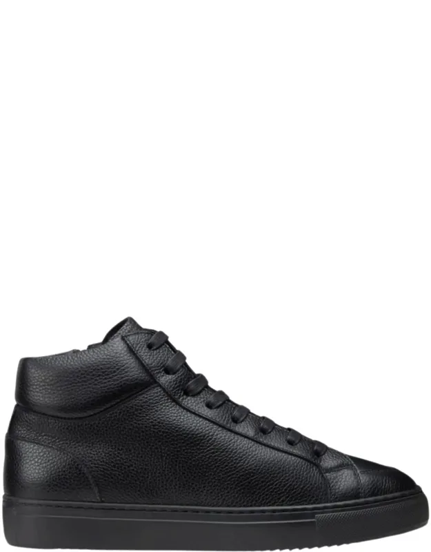 High-top Textured Leather Sneakers
