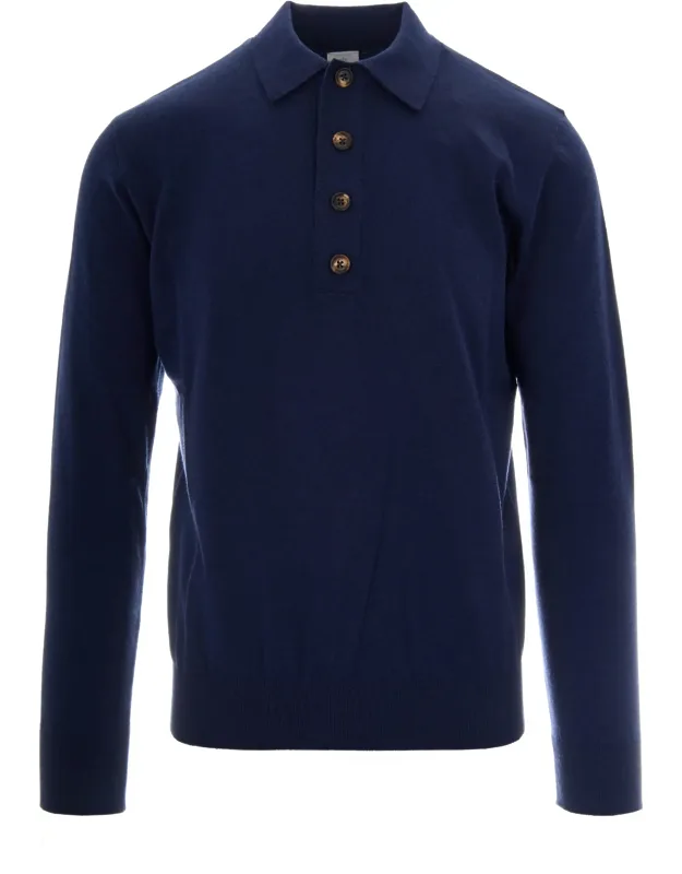 Long-sleeve Cashmere Blend Polo Shirt