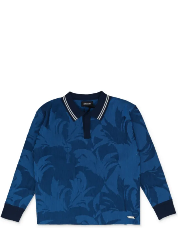 Buju Knitted Long Sleeve Polo Sweater