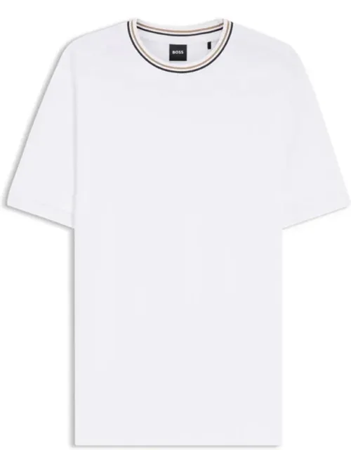 Striped-collar T-shirt