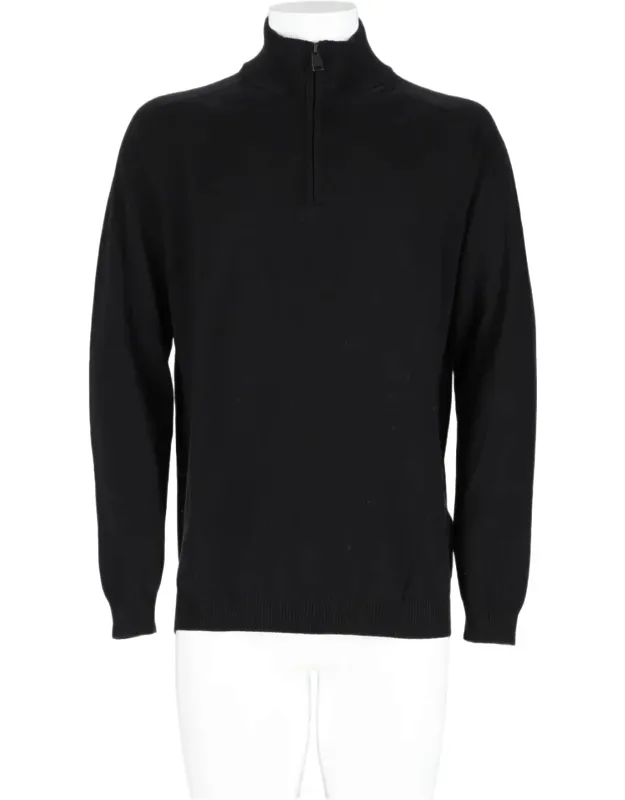 Half-zip Stand Collar Ribbed Knit Sweater