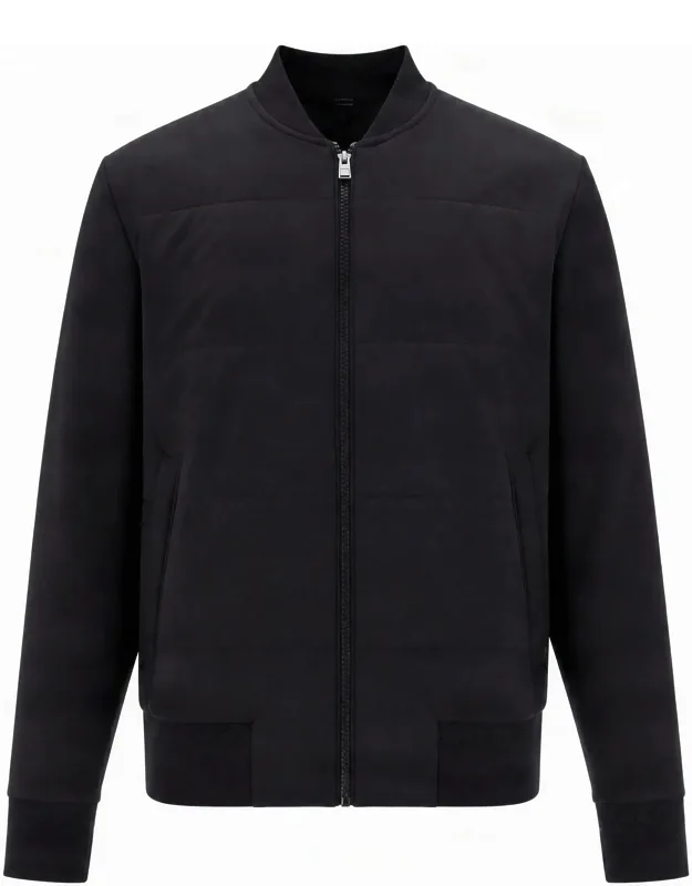 Stand-up Collar Zip-up Cotton-blend Bomber Jacket