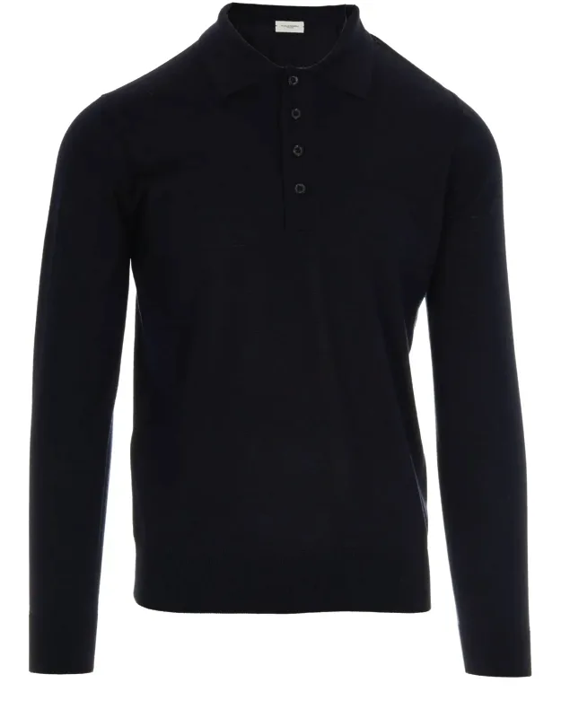 Long-sleeve Virgin Wool Polo Shirt