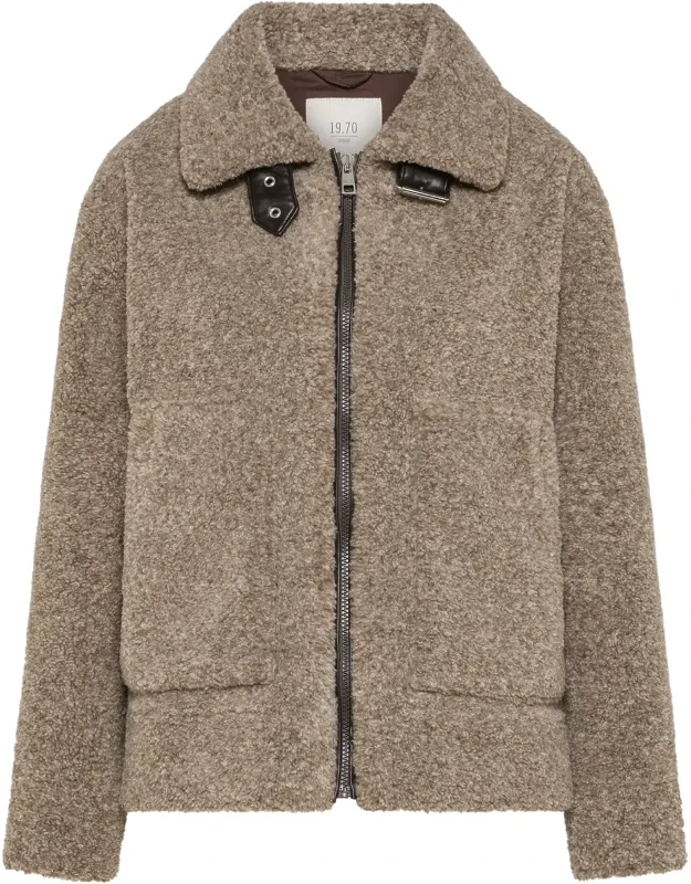 Bouclé Eco-fur Front Zipper Jacket