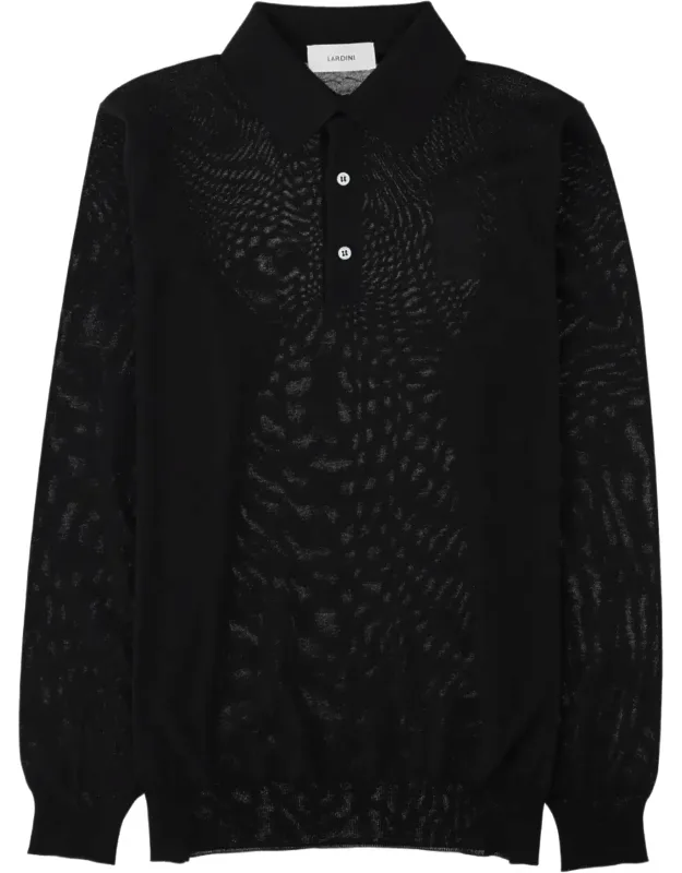 Textured Polo Collar Knit Sweater