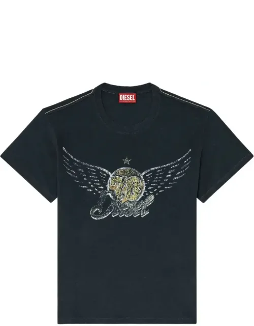 Vintage-style Distressed Graphic Print T-shirt