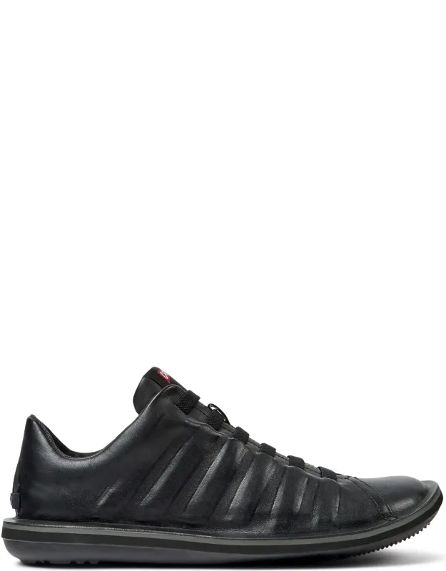 Beetle Ribbed Design Leather Sneakers
