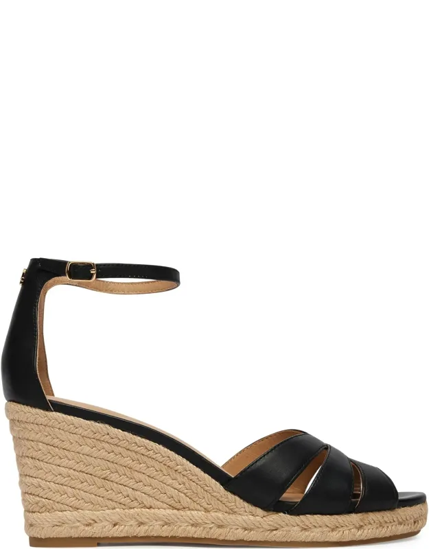 Nellie Leather Braided Jute Wedge Espadrilles