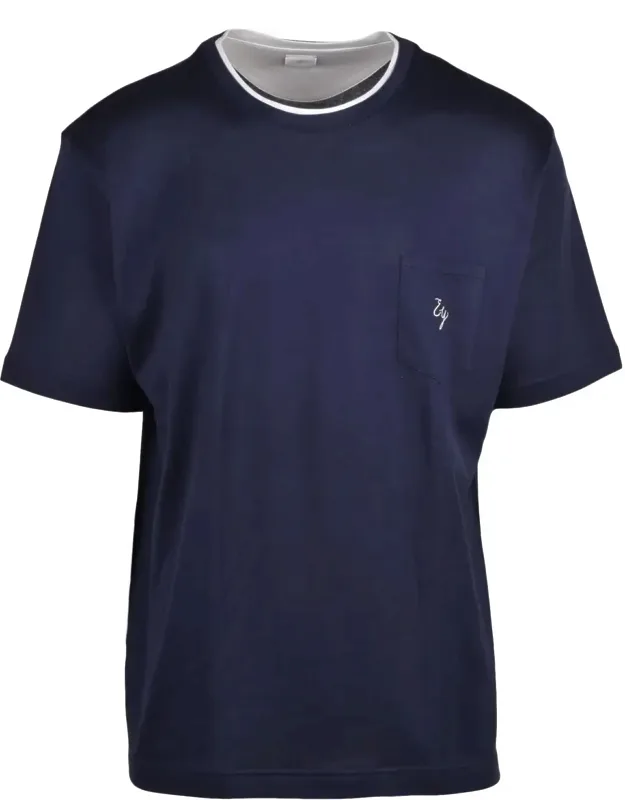 Short-sleeve Embroidered Pocket Cotton T-shirt