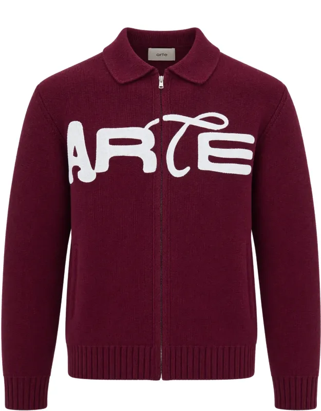 Polo Collar Full-zip Cardigan