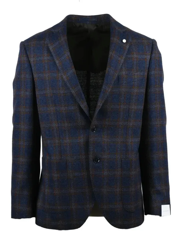 Checkered Wool Cotton Cashmere Blend Jacket