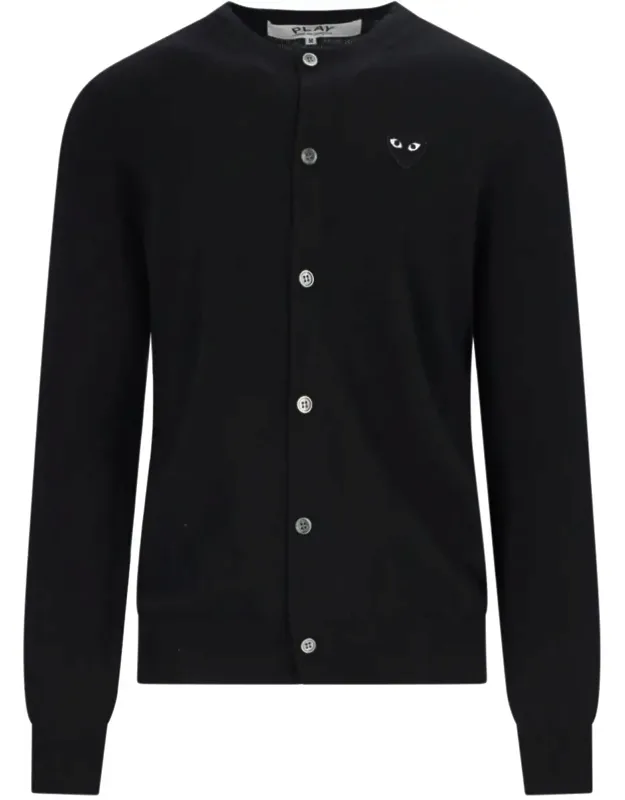 Round Neck Heart Patch Wool Cardigan
