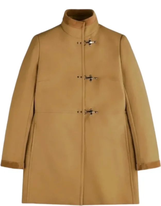 Tailored Wool Coat With Toggle Closures And High Collar