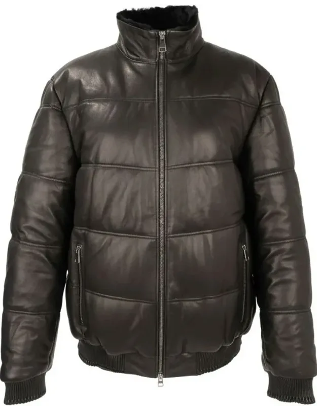 Padded Quilted Sheep Leather Jacket