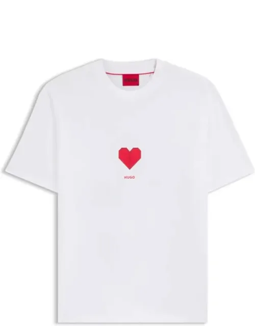 Cotton-jersey T-shirt With Origami-heart Prints