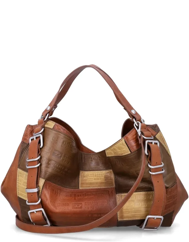 Patchwork Design Medium Top Handle Bag With Versatile Carrying Options
