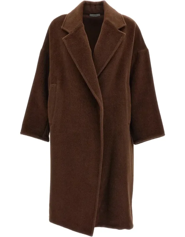 Wool Open Lapels Roomy Fit Coat