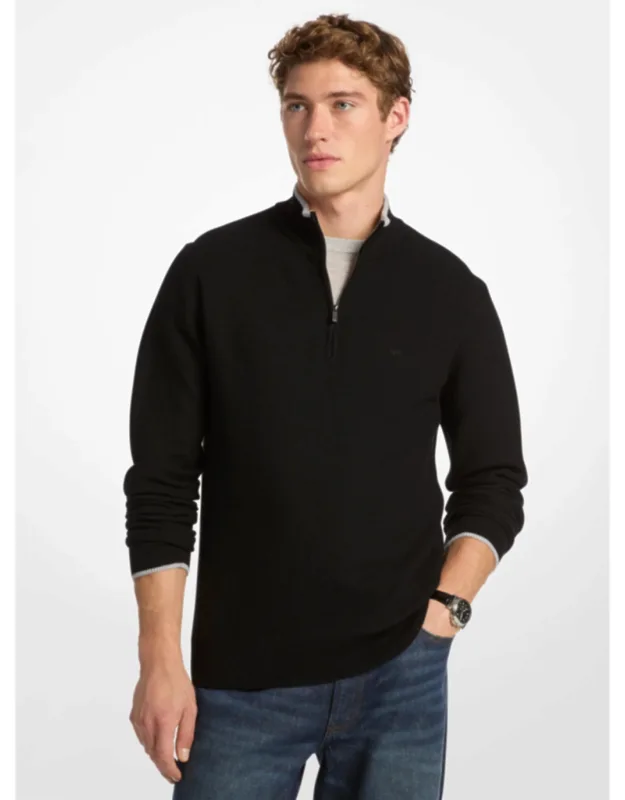 Wool Blend Quarter-zip Sweater