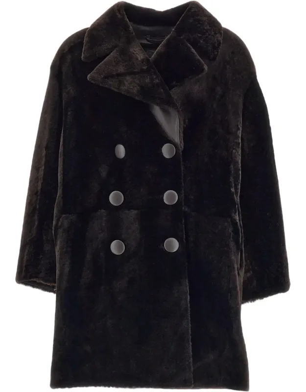 Shearling Double-breasted Caban Coat