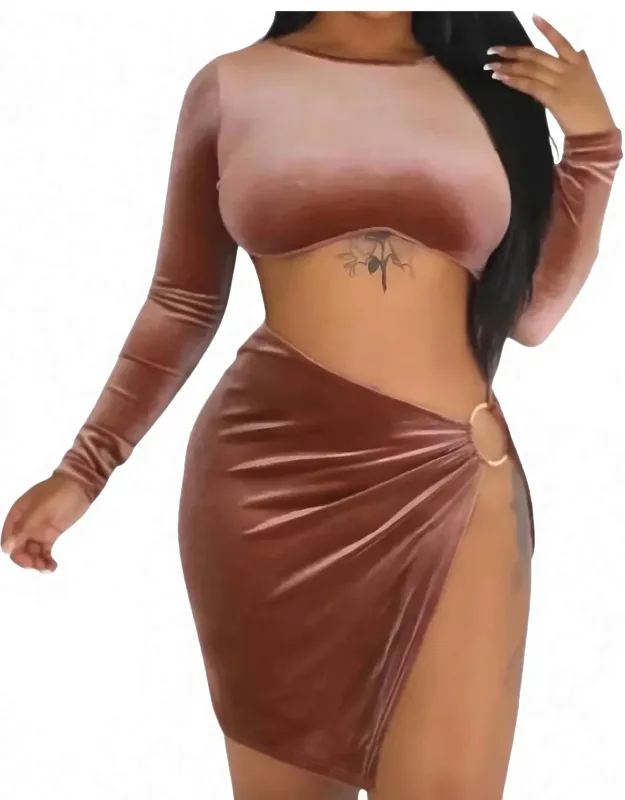 Velvet Mini Dress With Mid And Side Cut Outs
