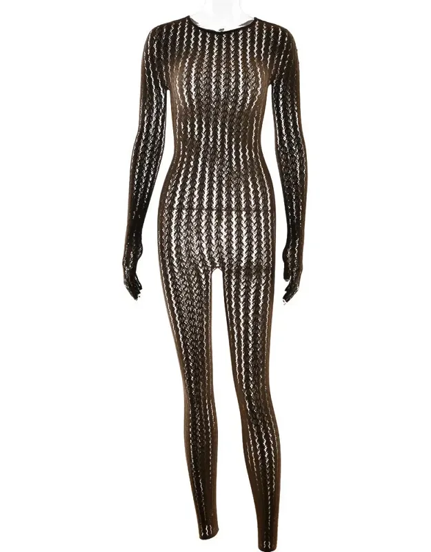 Seamless Striped Jacquard Long-sleeved Onesie Trousers