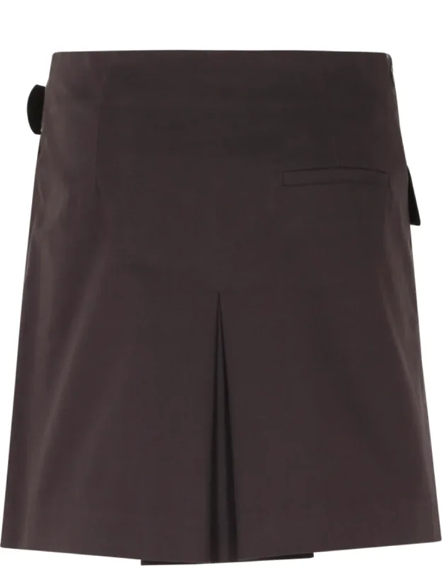 Belted Pleated Cotton Skirt
