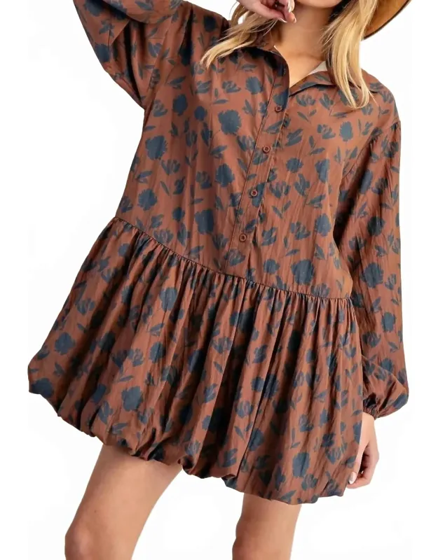 Printed Bubble Hem Dress