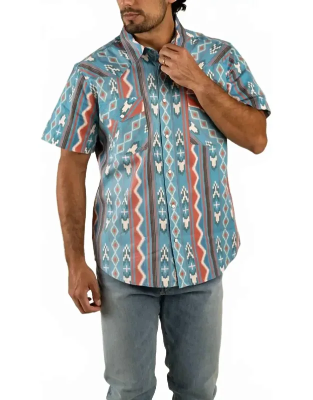 Pearl Snap Short Sleeve Print Shirt