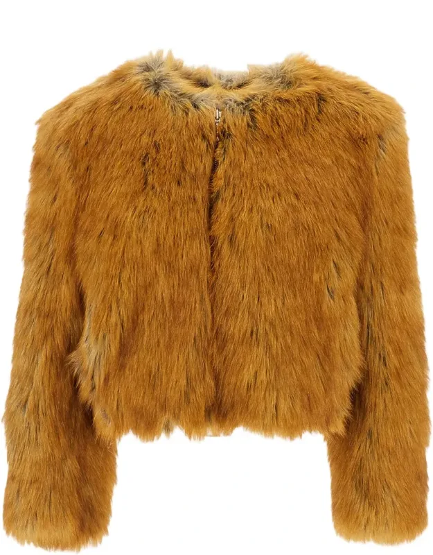 Cropped Faux Fur Bomber Jacket