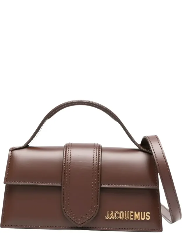 Structured Leather Tote Bag With Gold Logo Detail