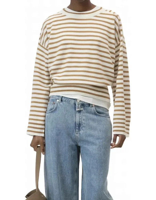 Striped Crew Neck Long Sleeve Sweatshirt