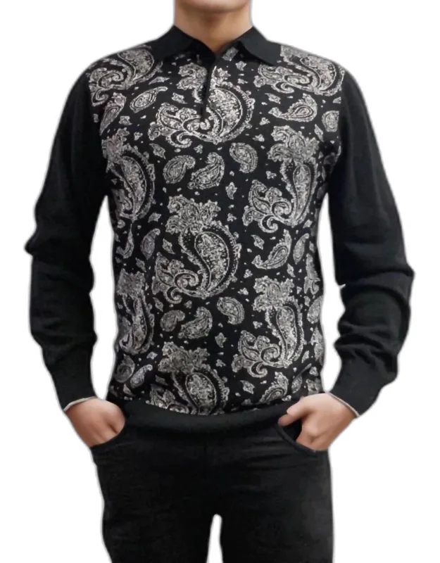 Paisley Polo Collar Sweater