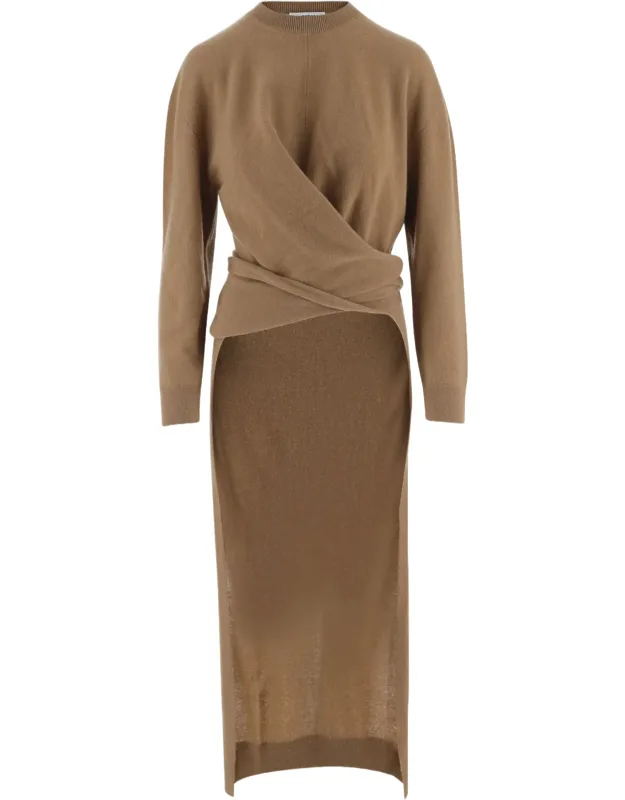 Draped Wool Cashmere-blend Midi Dress