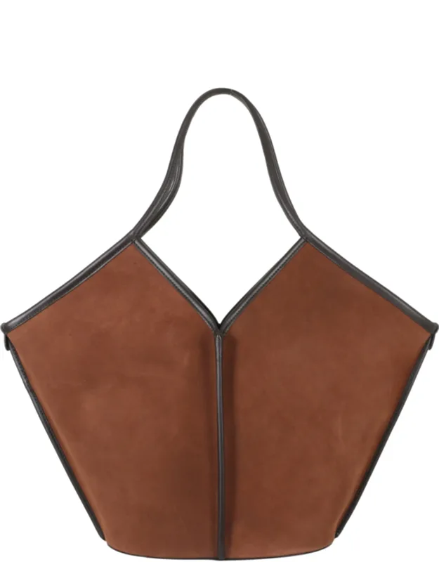 Geometric Suede Tote Bag With Internal Drawstring