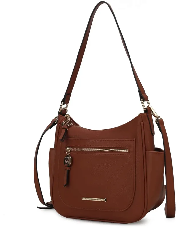 Kylie Vegan Leather Top Handle Satchel Bag, Structured Shoulder Purse With Adjustable Crossbody Strap And Gold-tone Hardware