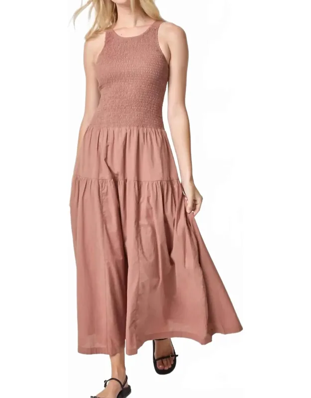 Smocked Bodice Midi Dress