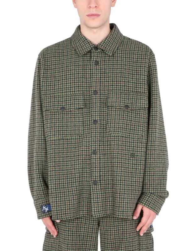 Shirt With Logo, Classic Collar, Snap Button Closure