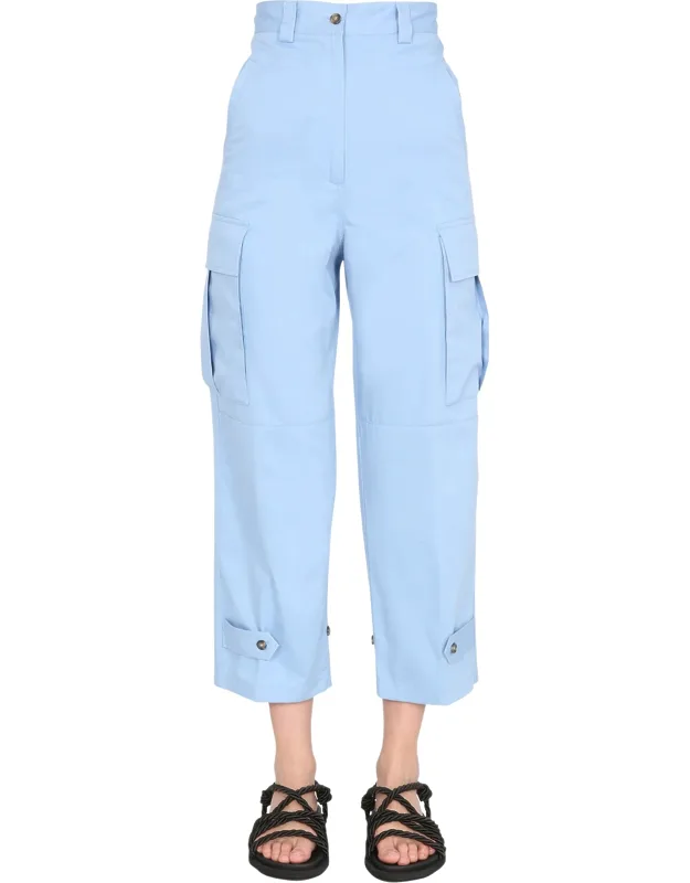 Msgm Cargo Pants With Concealed Zip And Button Closure And Cargo Pockets